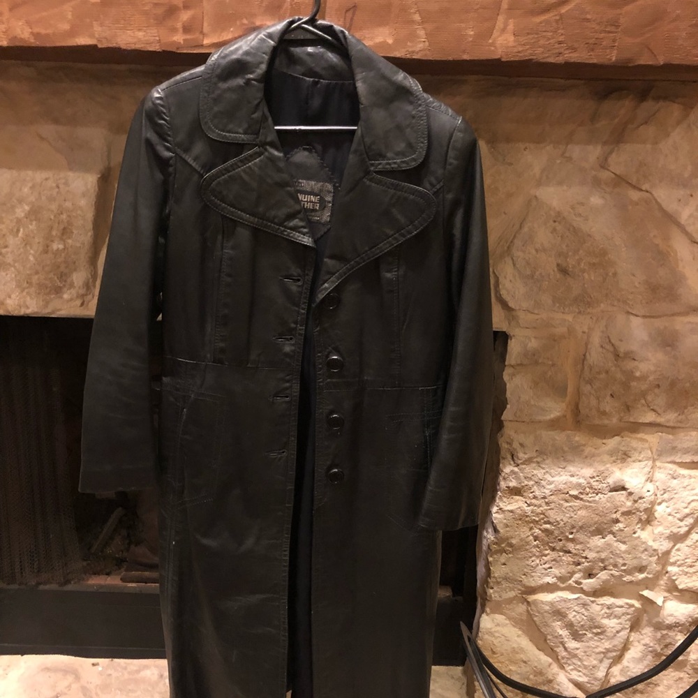 Woman’s full length leather coat